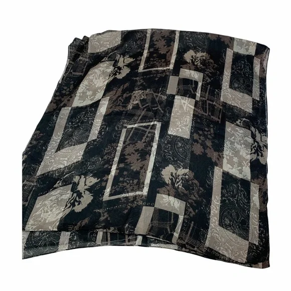 Lightweight🌺 Taupe Scarf Rectangular Geometric Pattern - Picture 4 of 5